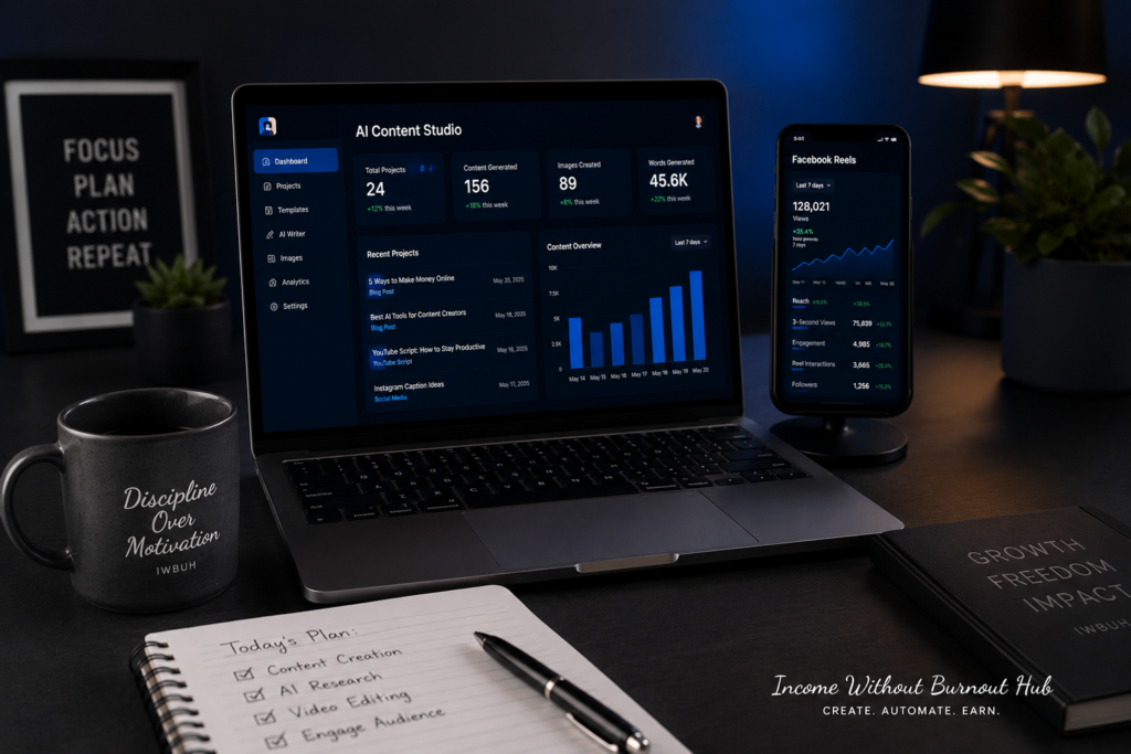 AI tools for Facebook content creation workspace setup